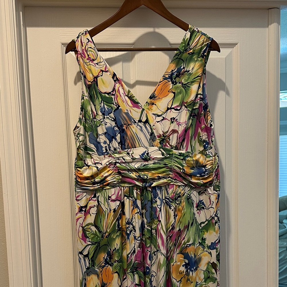 Jonathan Martin Blue and Green Floral Dress